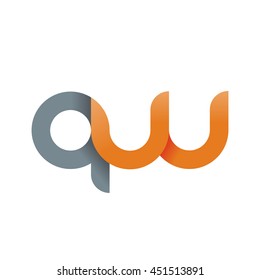 initial letter qw modern linked circle round lowercase logo orange gray
