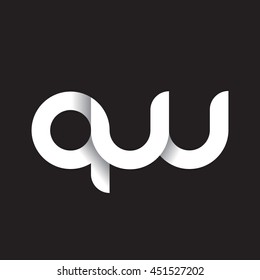 initial letter qw modern linked circle round lowercase logo white black background