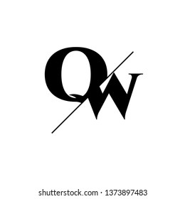 Initial Letter QW Monogram Sliced. Logo template isolated on white background