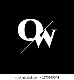 Initial Letter QW Monogram Sliced. Logo template isolated on black background