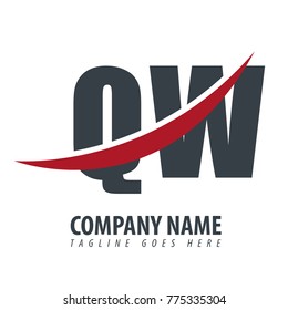 Initial Letter QW Overlapping Logo