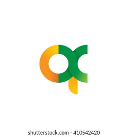 initial letter qx linked round lowercase logo orange green