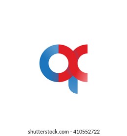 initial letter qx linked round lowercase logo blue red