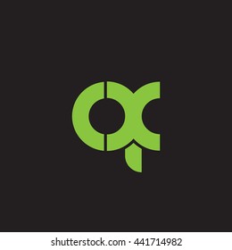 initial letter qx linked round lowercase logo green