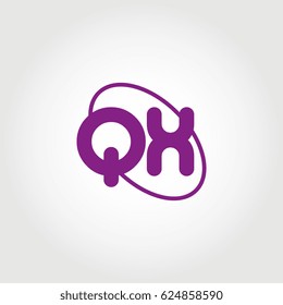 initial letter qx logo purple on white background