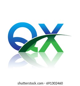 initial letter QX logotype company name colored blue and green swoosh design. vector logo for business and company identity.
