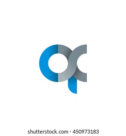 initial letter qx modern linked circle round lowercase logo blue gray