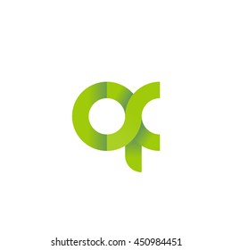 initial letter qx modern linked circle round lowercase logo green
