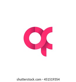 initial letter qx modern linked circle round lowercase logo pink