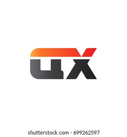 Initial letter QX, straight linked line bold logo, gradient fire red black colors