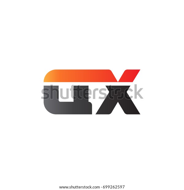 Initial letter QX, straight linked line bold logo,\
gradient fire red black\
colors