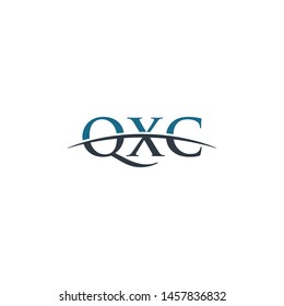 Initial letter QXC, overlapping movement swoosh horizon logo company design inspiration in blue and gray color vector