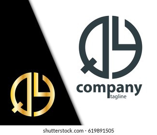 Initial Letter QY With Linked Circle Logo