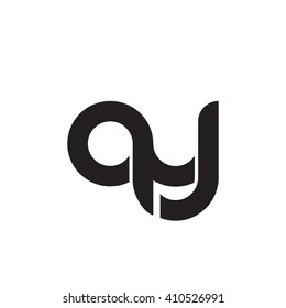 initial letter qy linked round lowercase monogram logo black