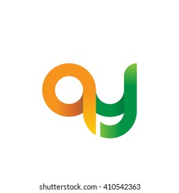initial letter qy linked round lowercase logo orange green