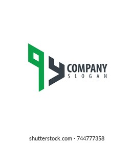 Initial Letter QY Linked Triangle Design Logo