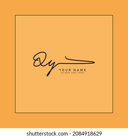 Initial Letter QY Logo - Hand Drawn Signature Logo