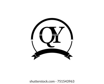 initial letter QY logo monogram retro black