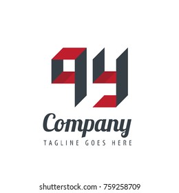Initial Letter QY Logo With Ribbon Style