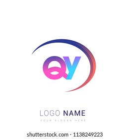 initial letter QY logotype company name, coloreful and swoosh design. vector logo for business and company identity.