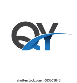initial letter QY logotype company name colored blue and grey swoosh design. vector logo for business and company identity.
