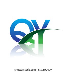initial letter QY logotype company name colored blue and green swoosh design. vector logo for business and company identity.
