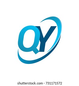 initial letter QY logotype company name colored blue swoosh design concept. vector logo for business and company identity.
