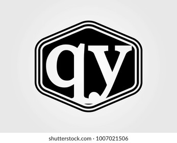 Initial letter qy lowercase logo minimalist black