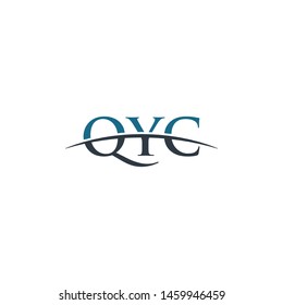 Initial letter QYC, overlapping movement swoosh horizon logo company design inspiration in blue and gray color vector