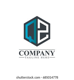 Initial Letter QZ Hexagonal Design Logo