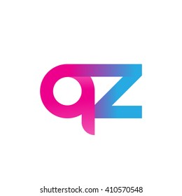 initial letter qz linked round lowercase logo pink blue purple