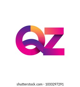Initial Letter QZ Logo Lowercase, magenta and orange, Modern and Simple Logo Design.