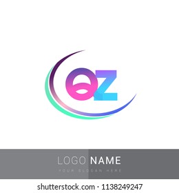 initial letter QZ logotype company name, coloreful and swoosh design. vector logo for business and company identity.