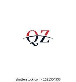 Initial letter QZ, overlapping movement swoosh horizon logo company, logo symbol,logo design initial inspiration in red and dark blue color vector