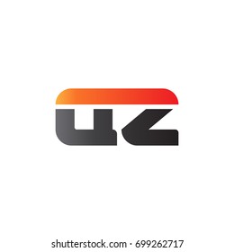 Initial letter QZ, straight linked line bold logo, gradient fire red black colors