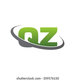 initial letter QZ swoosh ring company logo green gray