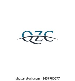 Initial letter QZC, overlapping movement swoosh horizon logo company design inspiration in blue and gray color vector