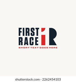 Initialbuchstabe R mit 1 Single Negative Space einfaches minimalistisches, modernes Logo-Design
