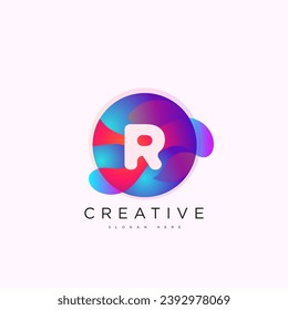 Initial letter R 3D logo template colorful circle sphere design for business and company identity