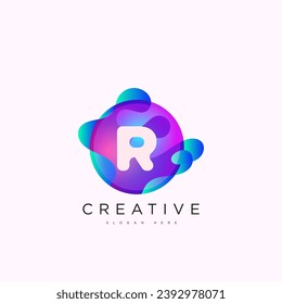 Letra inicial Plantilla de logotipo R 3D diseño de esfera de círculo colorido para identidad empresarial y de empresa