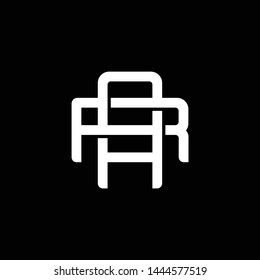 Initial letter R and A, RA, AR, overlapping interlock monogram logo, white color on black background