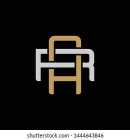 Initial letter R and A, RA, AR, overlapping interlock logo, monogram line art style, silver gold on black background