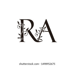 Initial letter R and A, RA, vintage Logo Icon, classy black letter monogram logo icon suitable for boutique,restaurant, wedding service, hotel or business identity.
