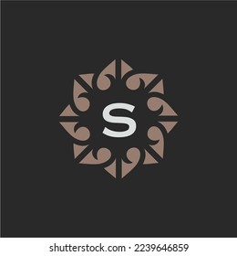 Initial letter R abstract floral logo with heart monogram icon in elegant style

