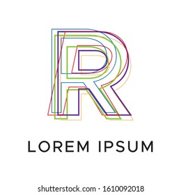 initial letter r abstract line logo