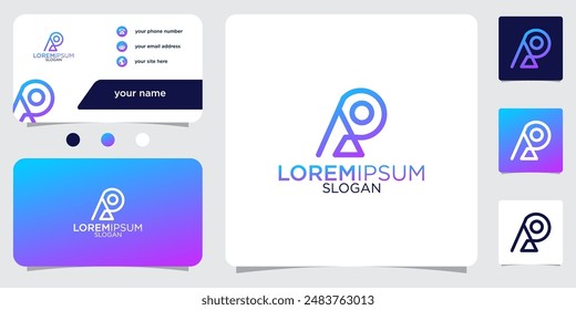 initial letter R abstract monogram business card with gradient colors logo design template