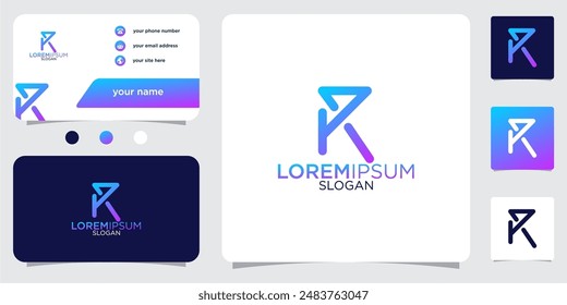 carta inicial R abstracto monograma tarjeta de visita con gradiente colores logo diseño Plantilla