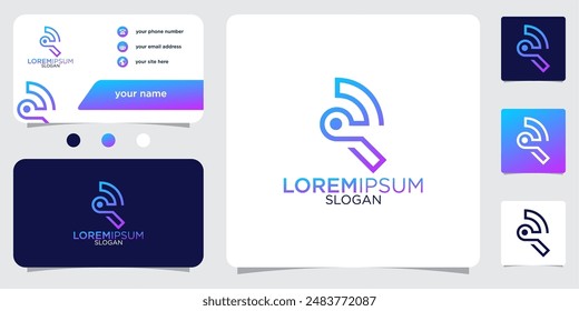 initial letter R abstract monogram business card with gradient colors logo design template