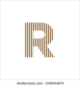 initial letter r abstract vertical line logo vector