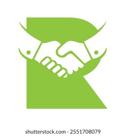 Initial Letter R Agreement Logo Concept With Handshake Icon Vector Template